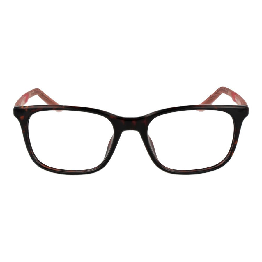 Tortoiseshell and pink bicolor rectangular eyeglass frames