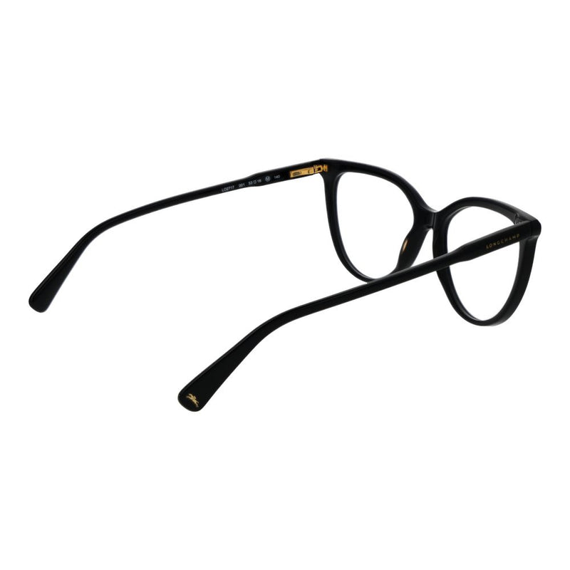 Glossy black acetate eyeglass frames in a classic full-rim style with gold hinges