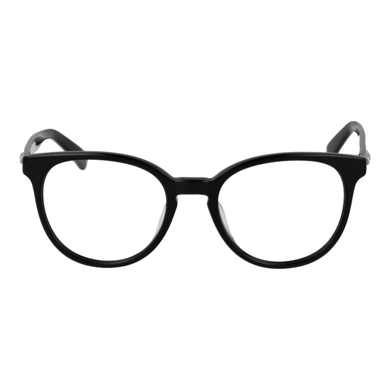 Glossy black acetate eyeglass frames with a rounded shape