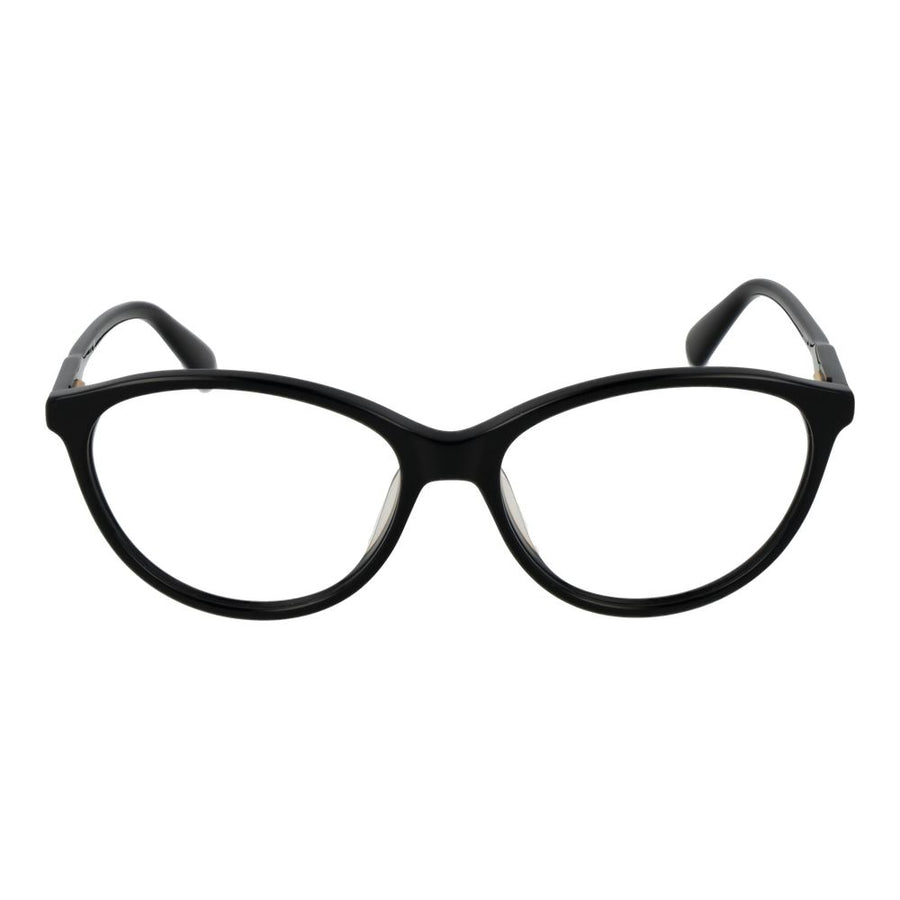 Glossy black acetate cat-eye eyeglass frames with clear lenses