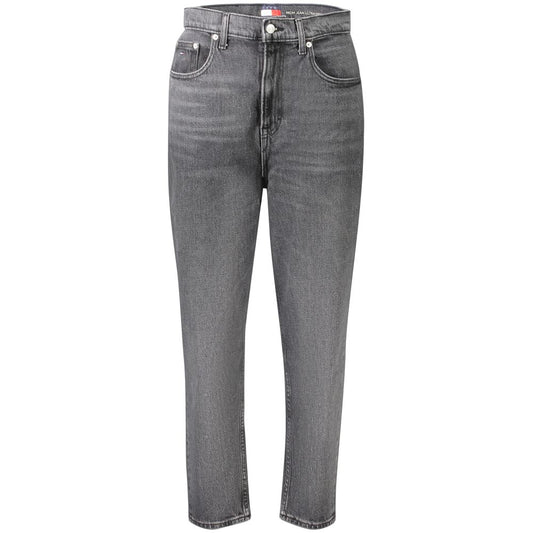 Black cotton high-rise women jeans in a classic tapered fit