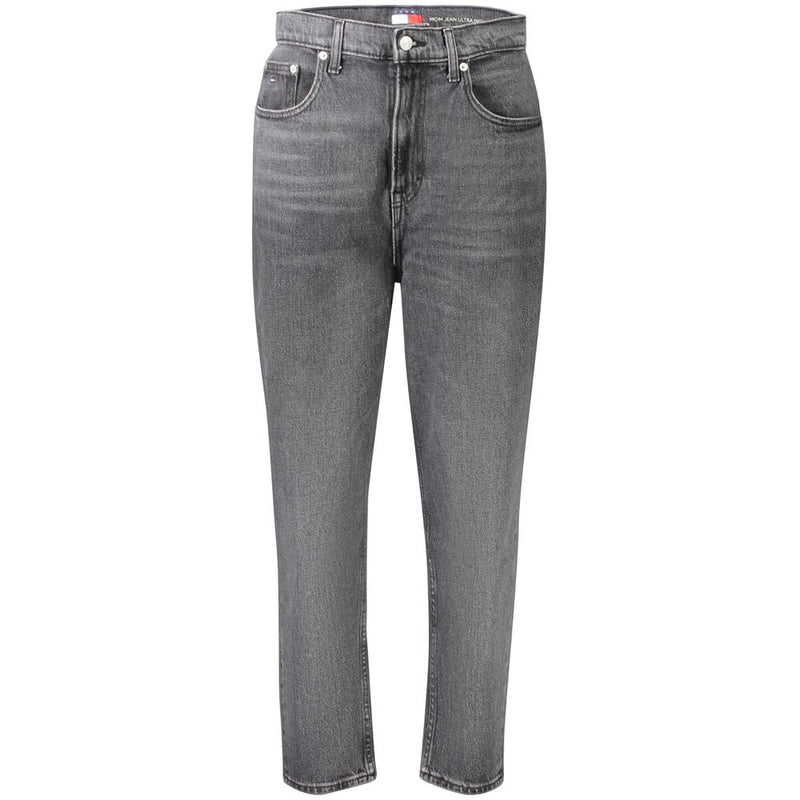 Black cotton high-rise women jeans in a classic tapered fit