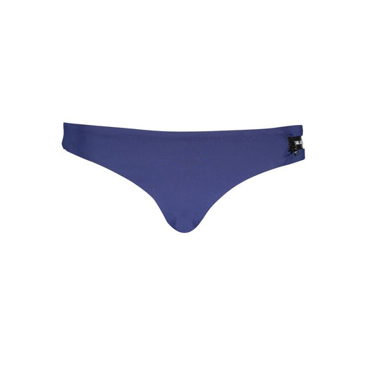 Blue polyamide women's swim brief with logo side detail