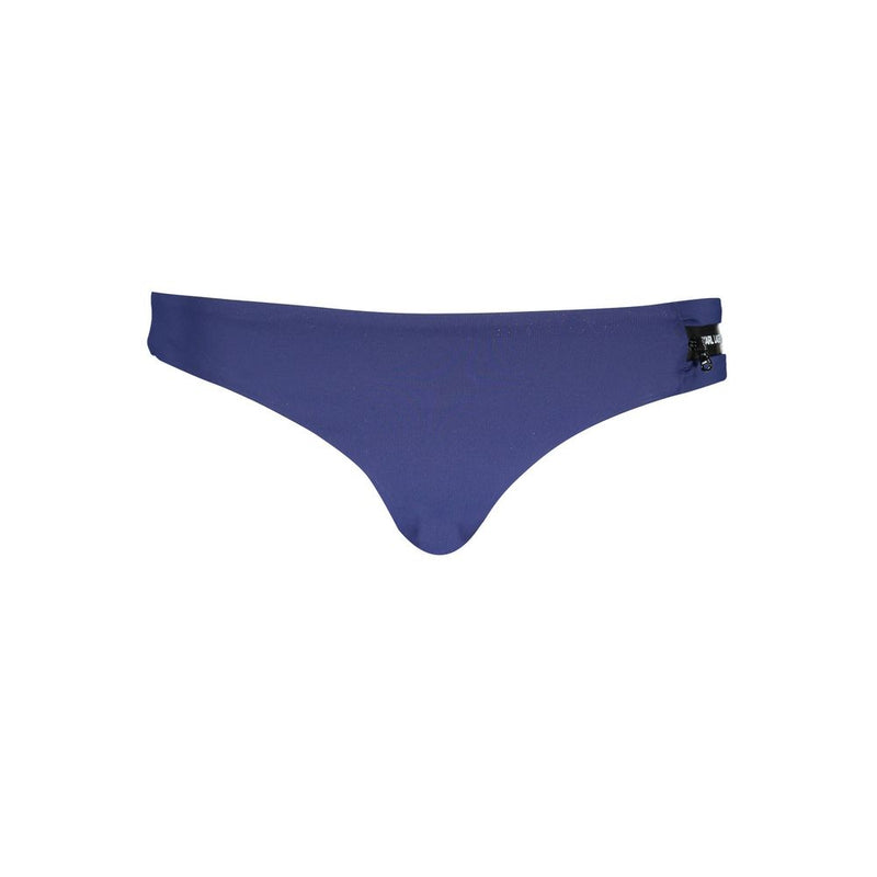 Blue polyamide women's swim brief with logo side detail