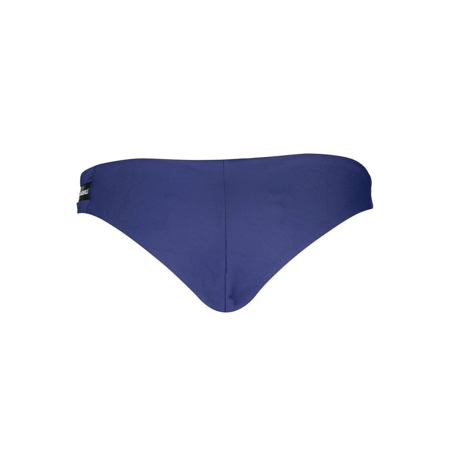 Blue polyamide women's swim brief with logo side detail