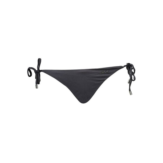 Black polyamide women swim briefs with side tie closures