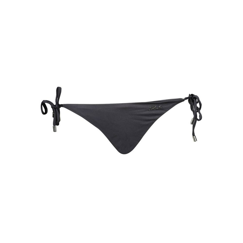 Black polyamide women swim briefs with side tie closures