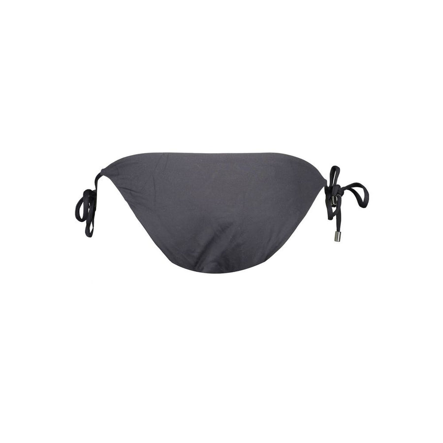 Black polyamide women swim briefs with side tie closures
