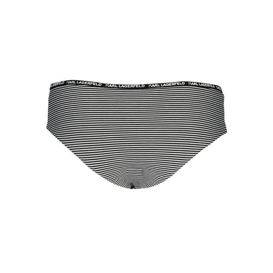 Karl Lagerfeld black and white striped polyamide women's swim briefs with branded waistband