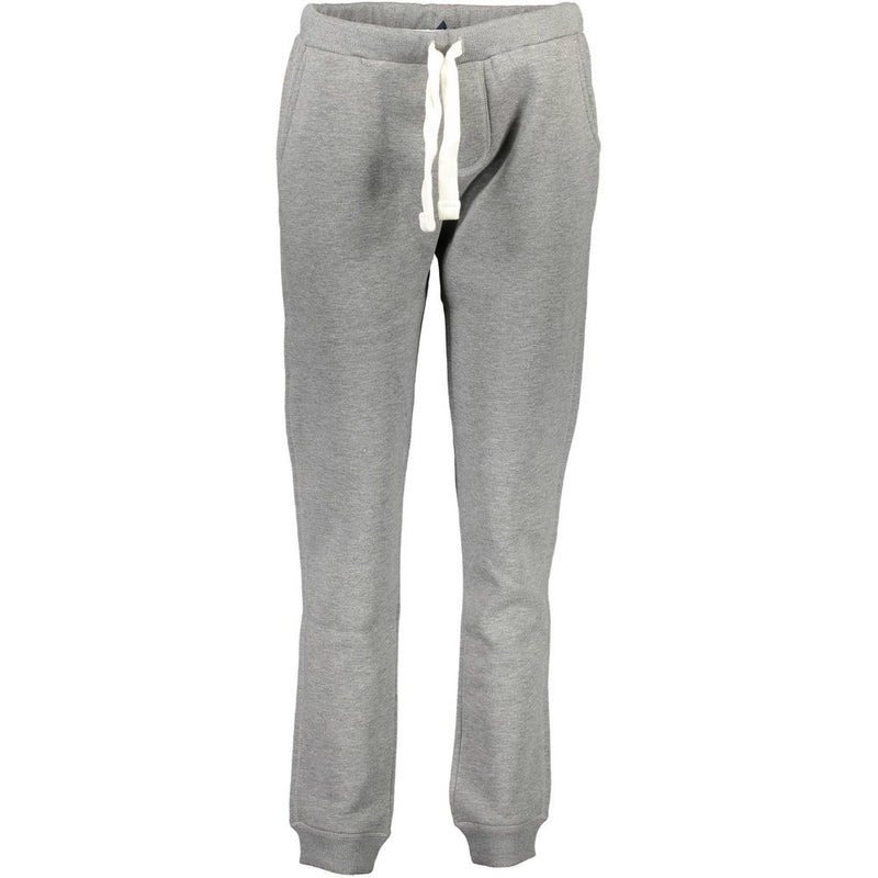 Grey cotton women's track pant with drawstring waist and cuffed ankles
