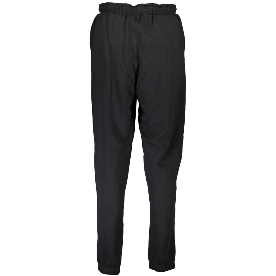 Black cotton women sweatpants with drawstring waist and cuffed ankles
