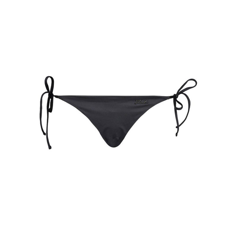 Black polyamide side-tie bikini bottom with subtle logo