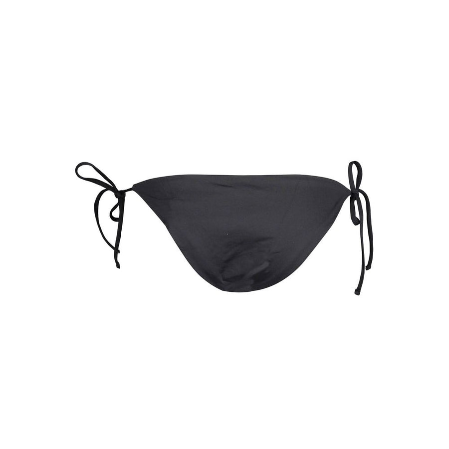 Black polyamide side-tie bikini bottom with subtle logo