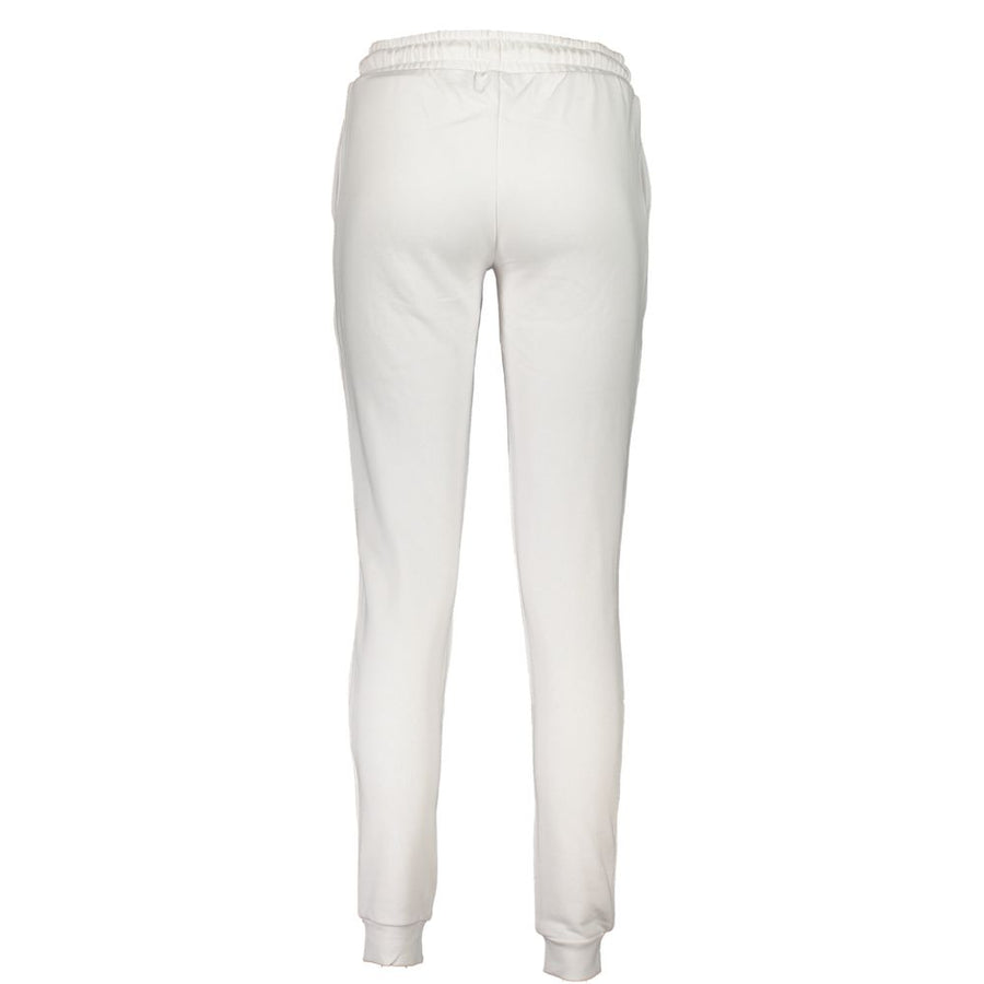 White cotton women's sweatpant with drawstring waist and pink logo