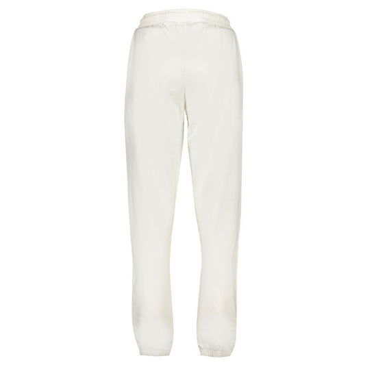 White cotton women's track pant with elastic waistband and cuffs