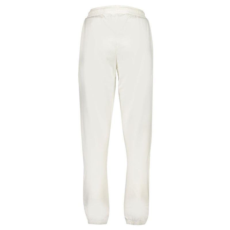 White cotton women's track pant with elastic waistband and cuffs