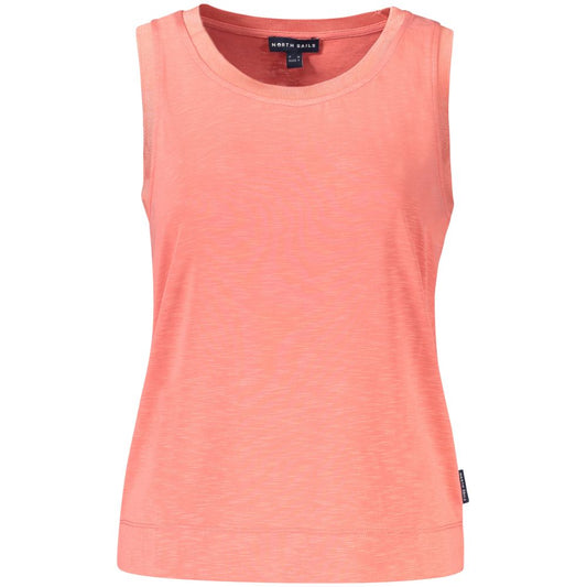 Coral pink modal women's sleeveless tank top with a round neckline
