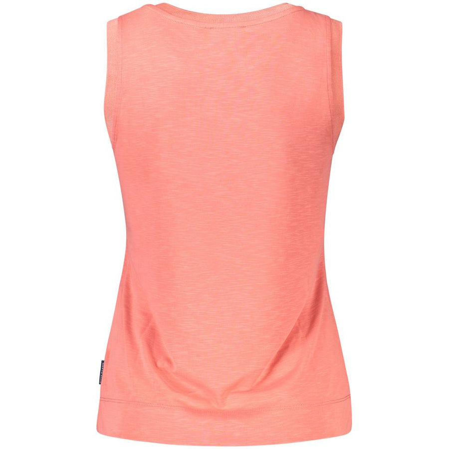 Coral pink modal women's sleeveless tank top with a round neckline