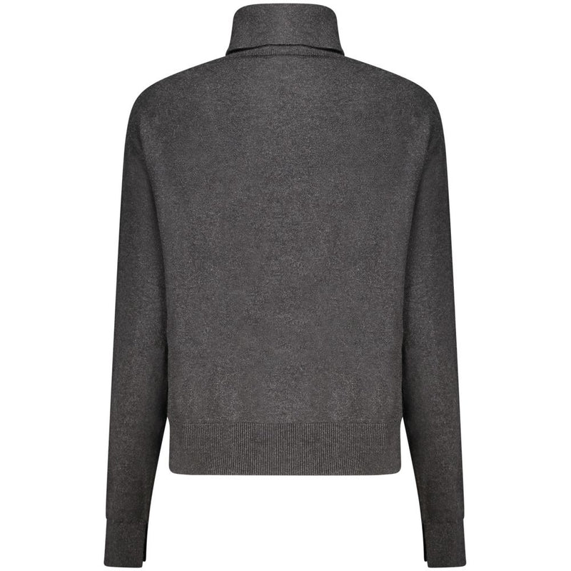 Back view of a black cotton turtleneck women sweater by Pepe Jeans