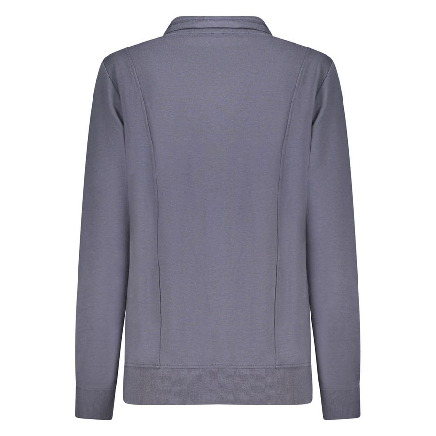 Blue cotton women zip-up sweatshirt with a stand collar and gold Freddy logo on the chest