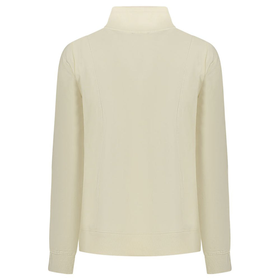 White cotton zip-up women's sweatshirt with a high collar and Freddy logo on the chest