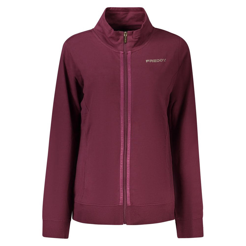 Viola cotton women full-zip sweatshirt with stand-up collar and logo on chest