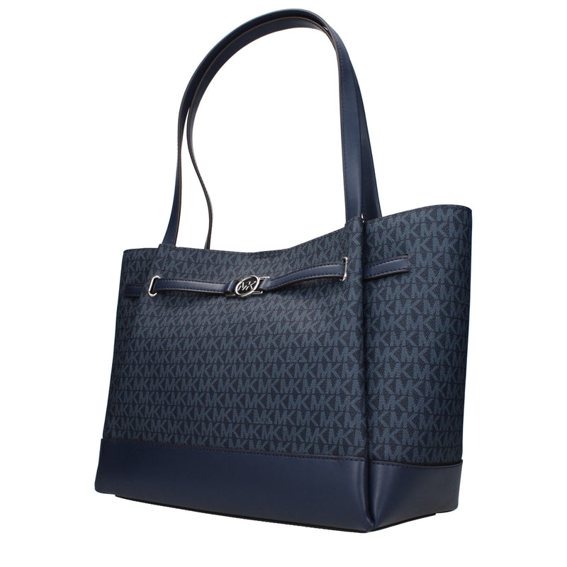 Blue fabric Michael Kors shoulder bag with monogram print and leather trim