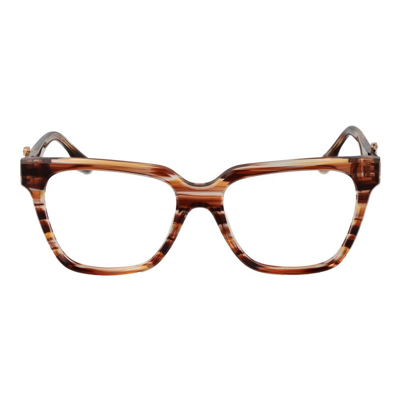 Trussardi orange and brown striped acetate eyeglass frames with thick square rims