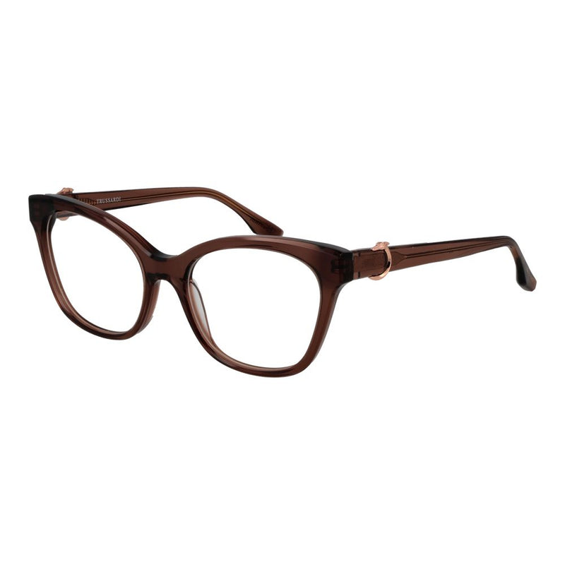 Trussardi brown acetate glasses frames in a glossy cat-eye style