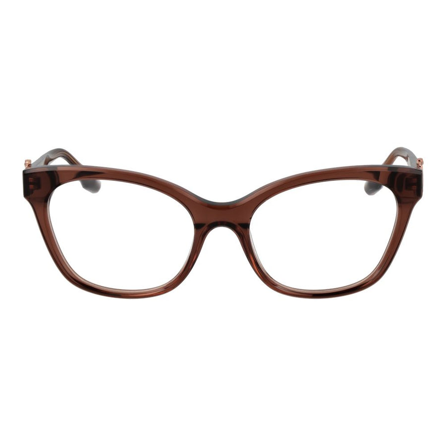 Trussardi brown acetate glasses frames in a glossy cat-eye style