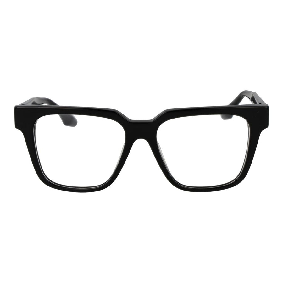 Black acetate thick-rimmed square eyeglasses with textured temples