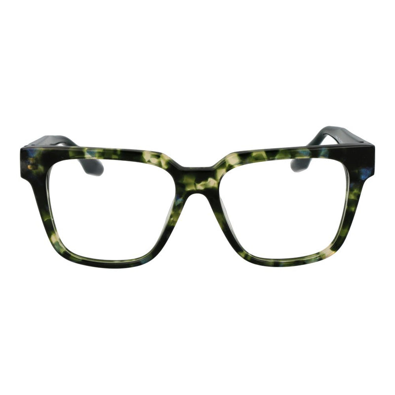 Thick green and black acetate square eyeglasses frames
