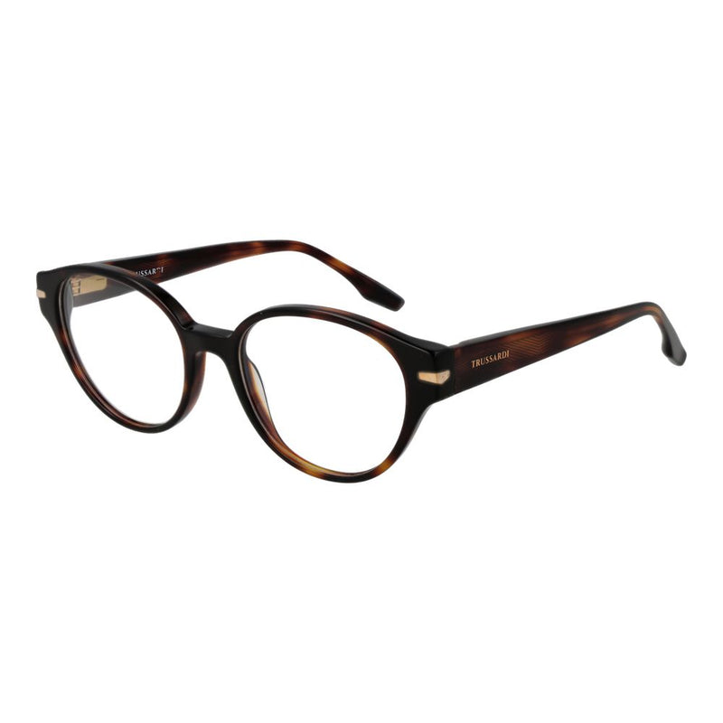 Trussardi brown tortoise shell acetate round eyeglass frames