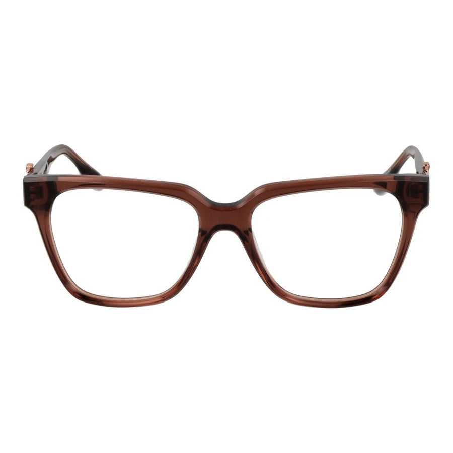 Trussardi brown acetate glasses frames in a square, full-rim style with metallic accents