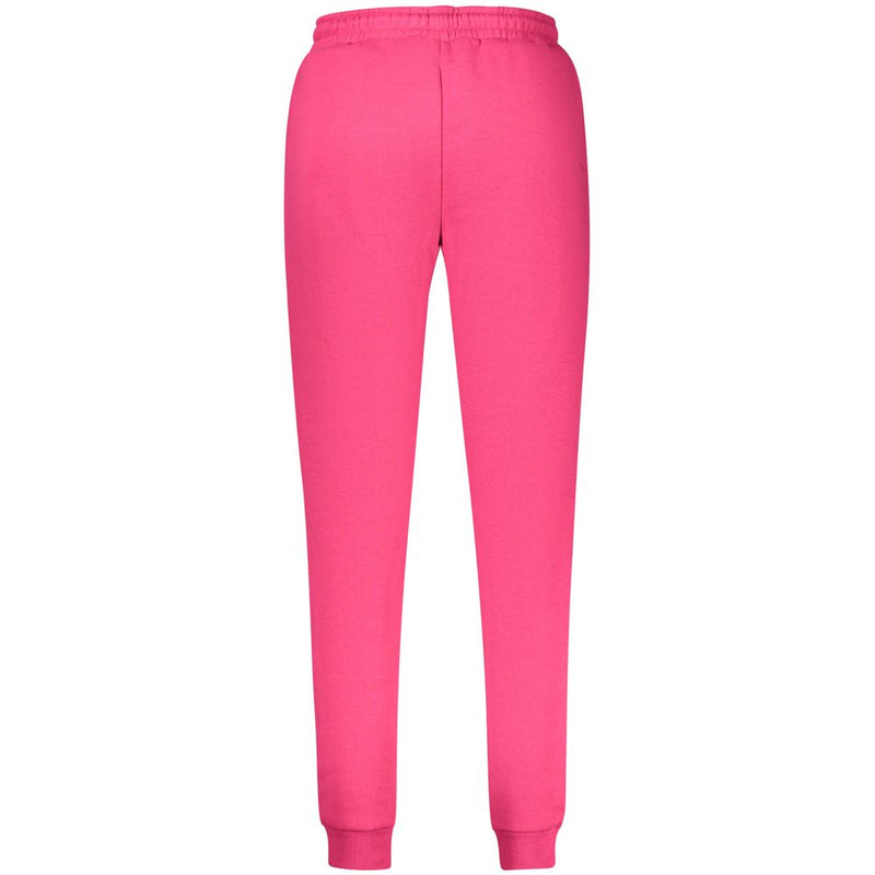 Bright pink cotton women's sweatpants with an elastic waistband and cuffs
