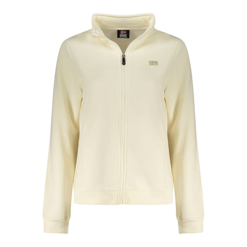 White cotton full-zip women sweatshirt with high collar