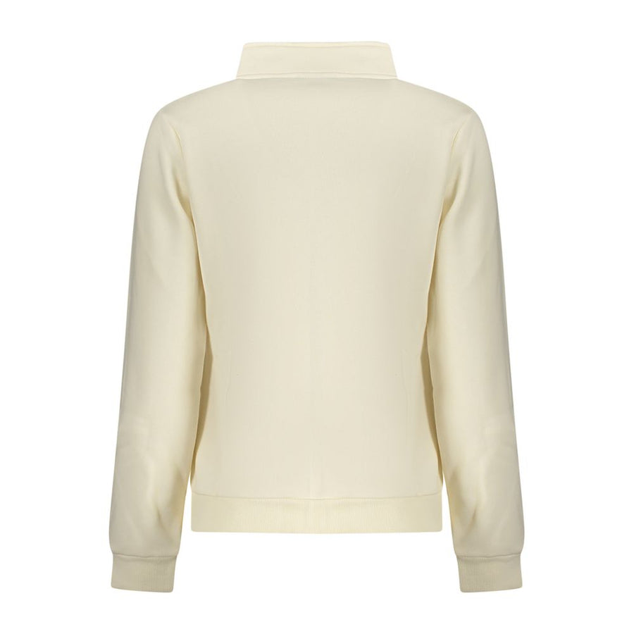 White cotton full-zip women sweatshirt with high collar