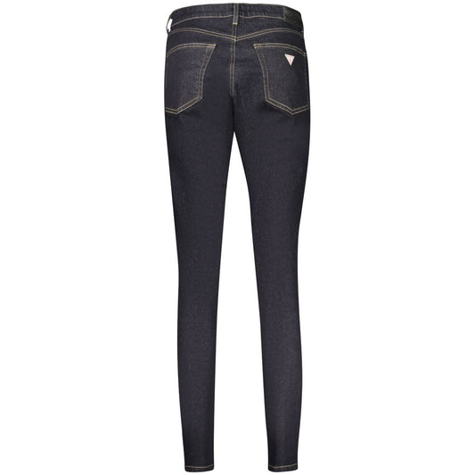 Dark blue cotton skinny jeans shown from the back with two pockets