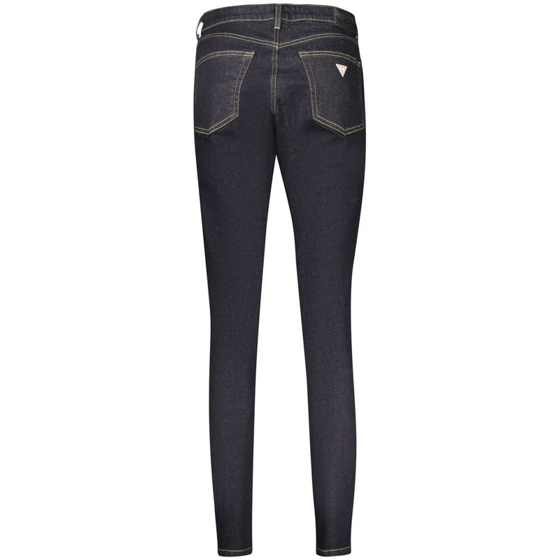Dark blue cotton skinny jeans shown from the back with two pockets