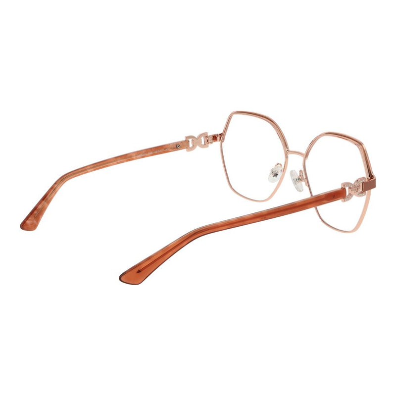Marciano by Guess rose gold metal eyeglass frames with geometric lenses and patterned temples