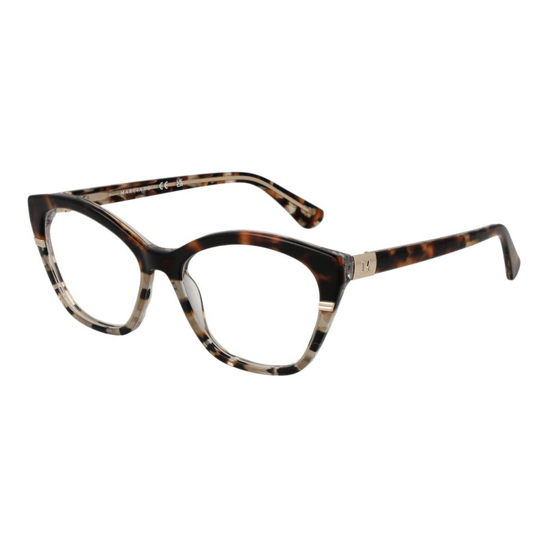 Brown acetate cat-eye eyeglass frames with tortoiseshell pattern and gradient clear lower rims
