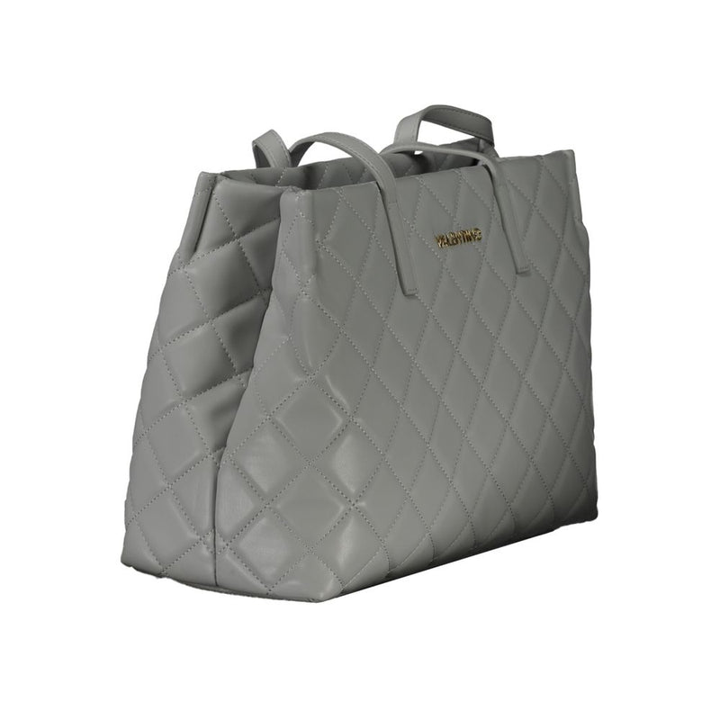 Mario Valentino gray polyurethane quilted tote bag with top handles