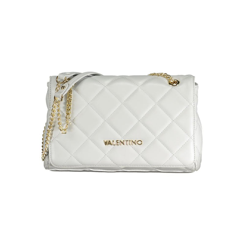 Quilted gray polyurethane Valentino shoulder bag with gold chain strap