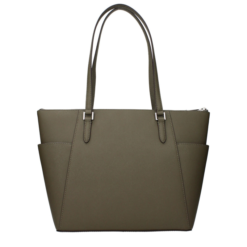 Olive green leather shoulder bag with two slim straps and side slip pockets