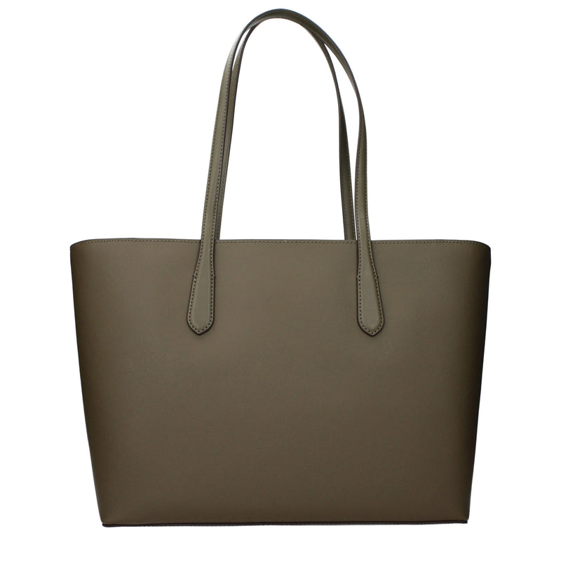 Olive green textured leather shoulder bag with structured shape and tall dual handles