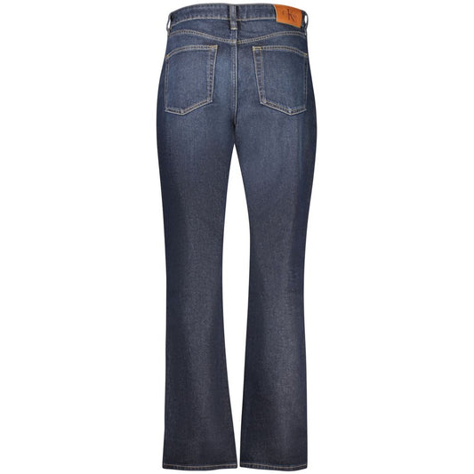 Calvin Klein blue cotton women's high-rise jeans seen from the back
