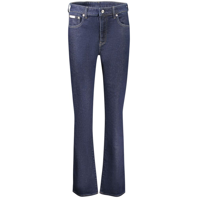 Dark blue cotton denim women flare jeans