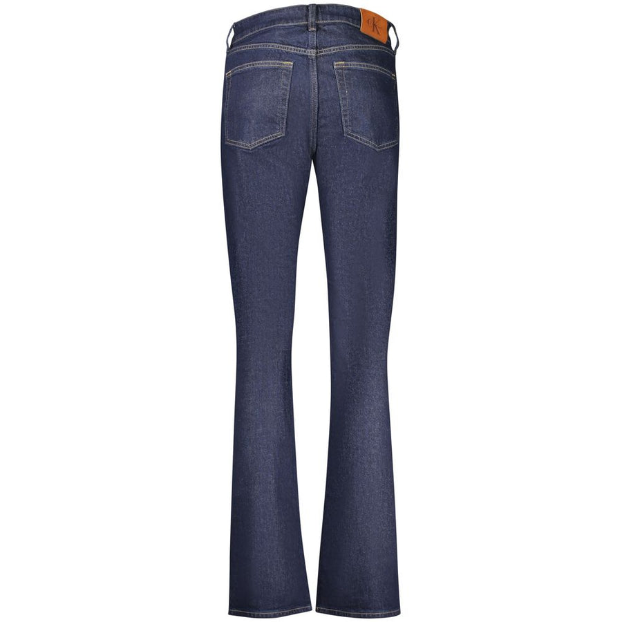 Dark blue cotton denim women flare jeans