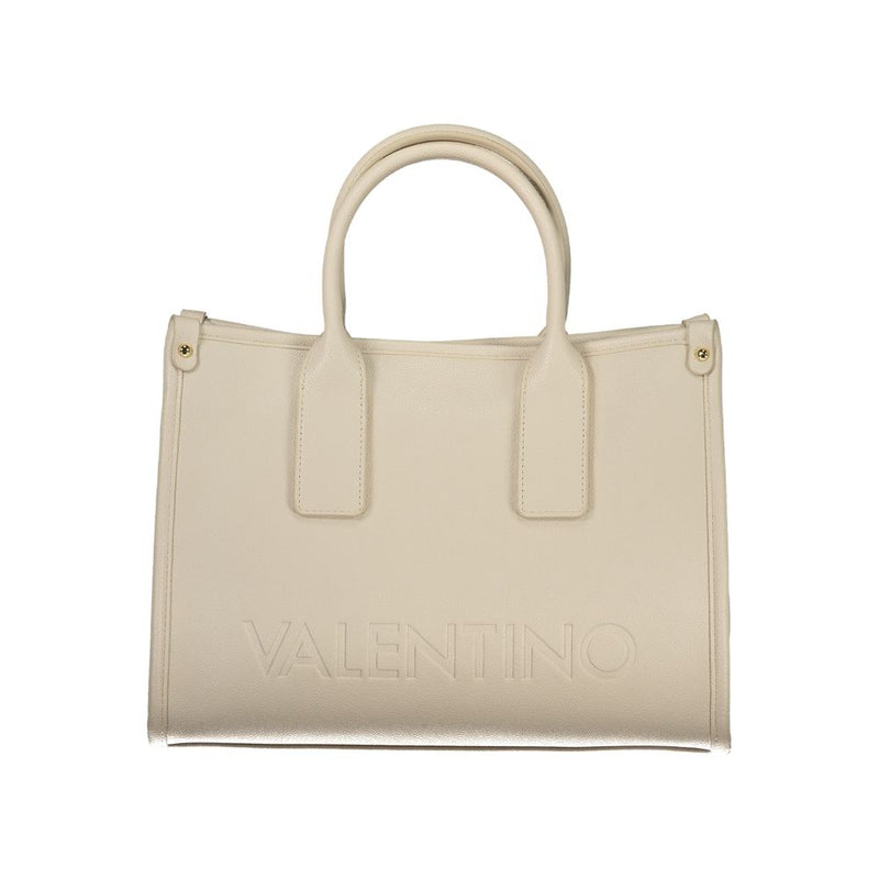 Beige polyurethane Mario Valentino tote bag with top handles and embossed logo