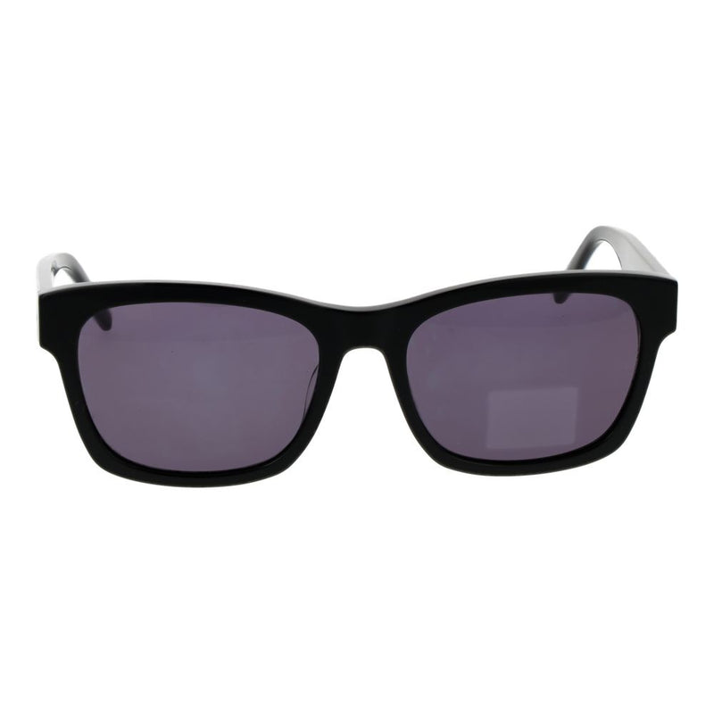 Black acetate sunglasses with square frames and dark tinted lenses